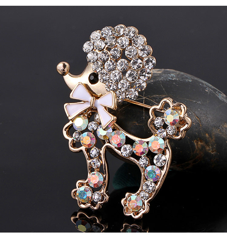 Chic Dog Brooch with Bow - Stylish Animal Jewelry - Image 1