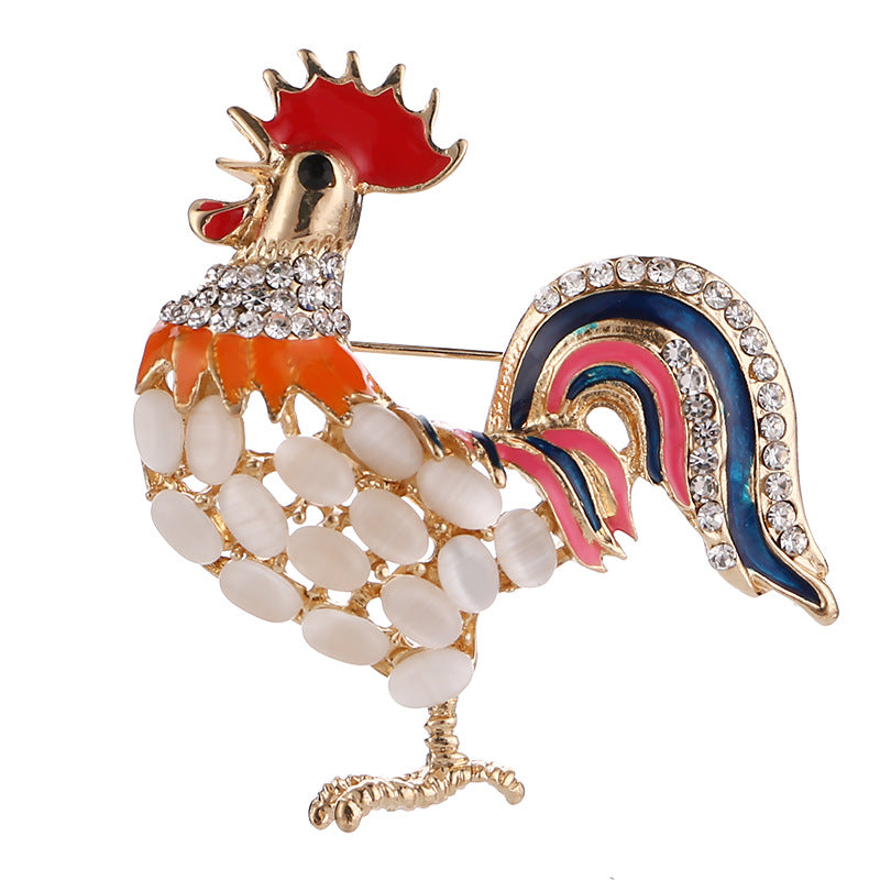 Alloy Rooster Brooch Back View