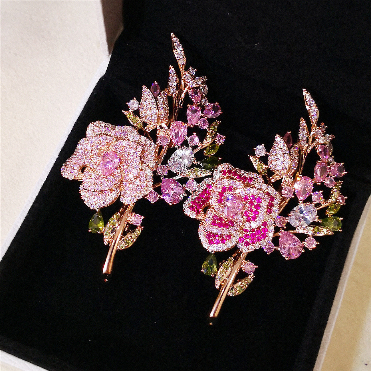 Close-up of floral brooch details