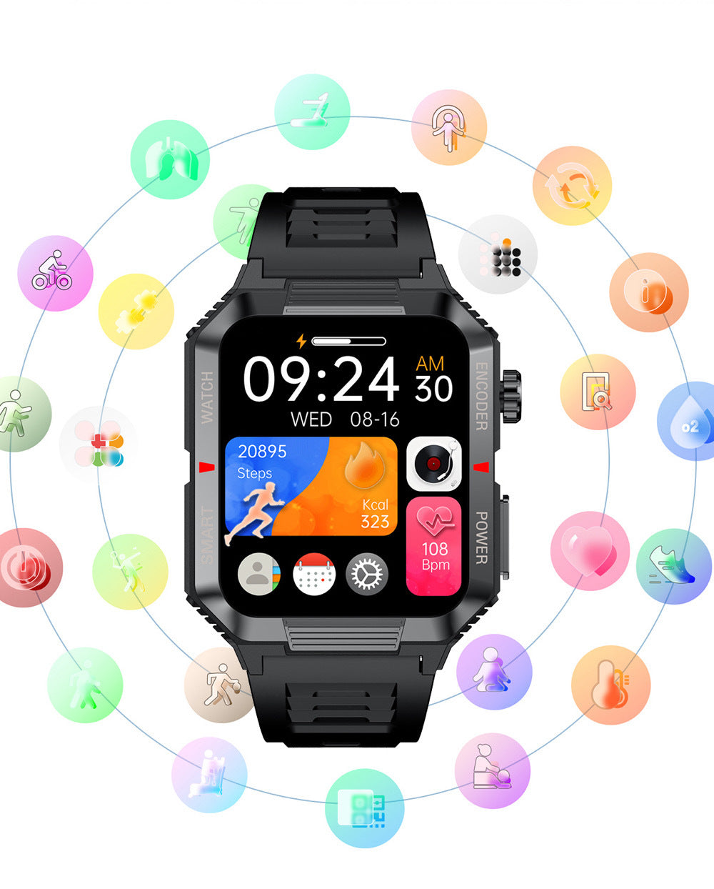Smartwatch displaying health metrics