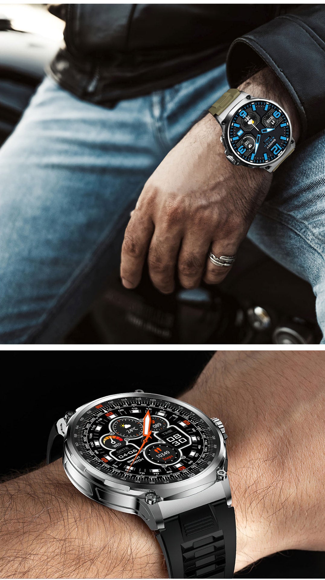 V69 Smartwatch showing heart rate feature