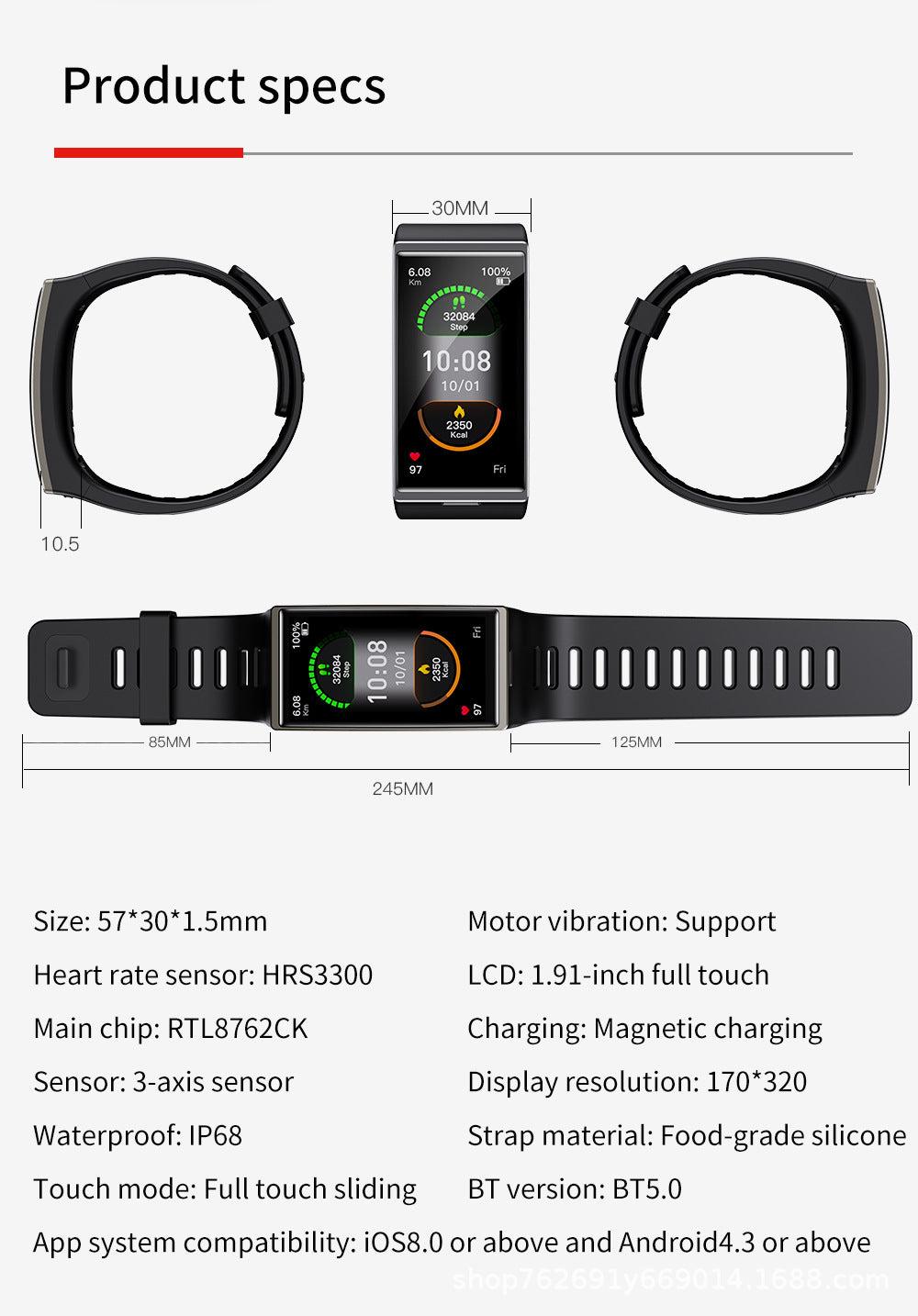 DM12 smartwatch with heart rate monitor