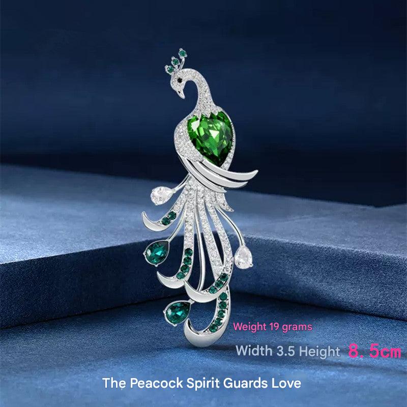 Multiple angles of green peacock brooch image 6