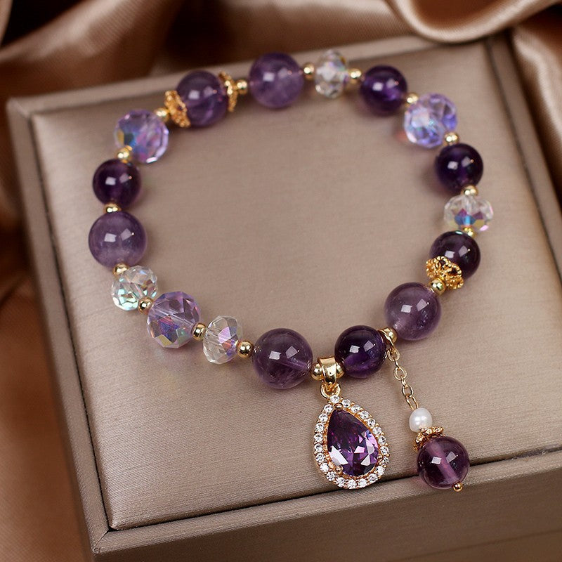 Amethyst Bracelet on a woman's wrist