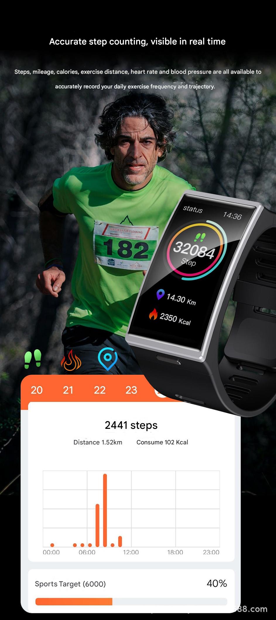 DM12 smartwatch with heart rate monitor