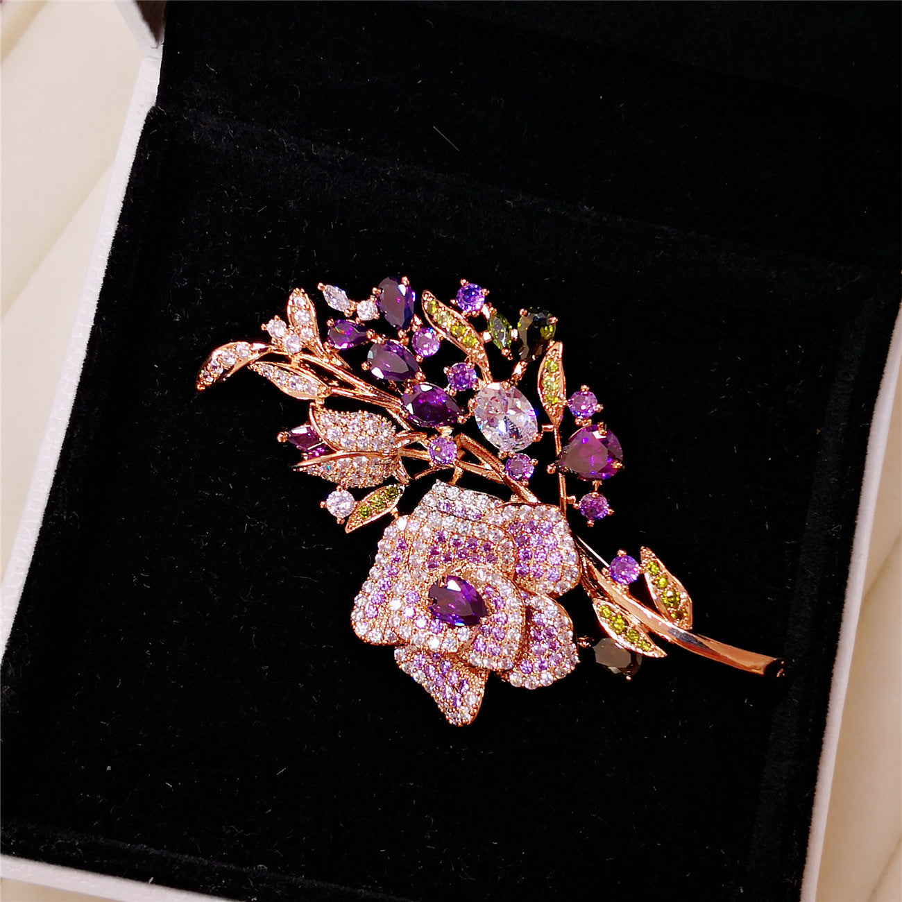 Elegant brooch pinned on clothing