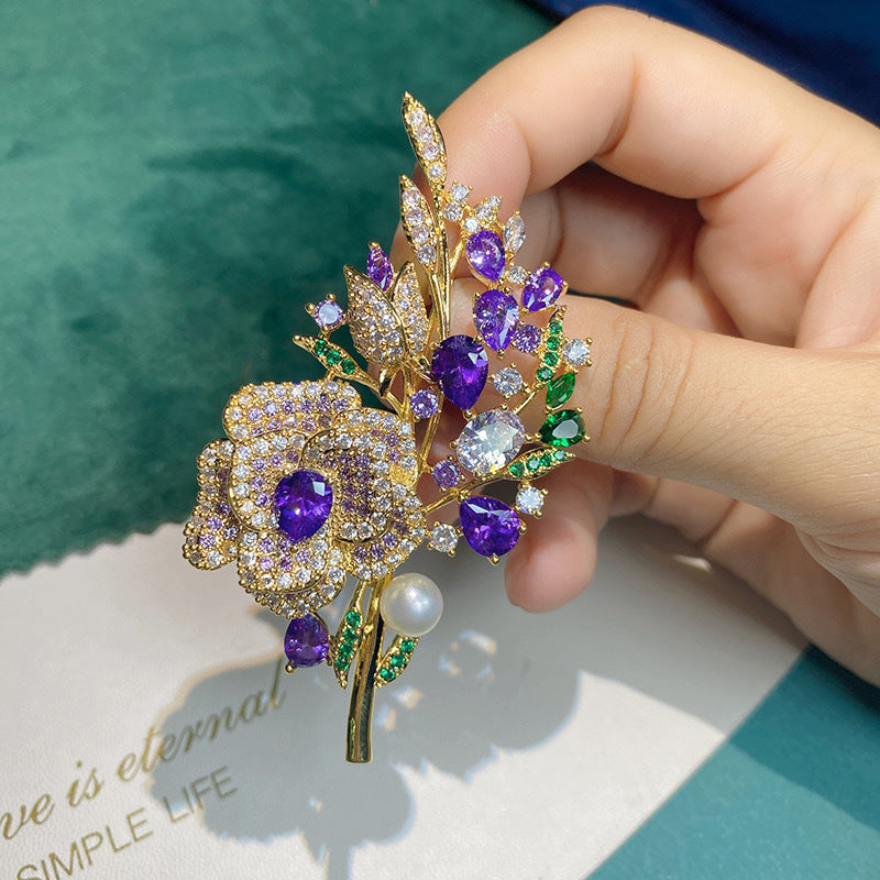 Elegant brooch pinned on clothing