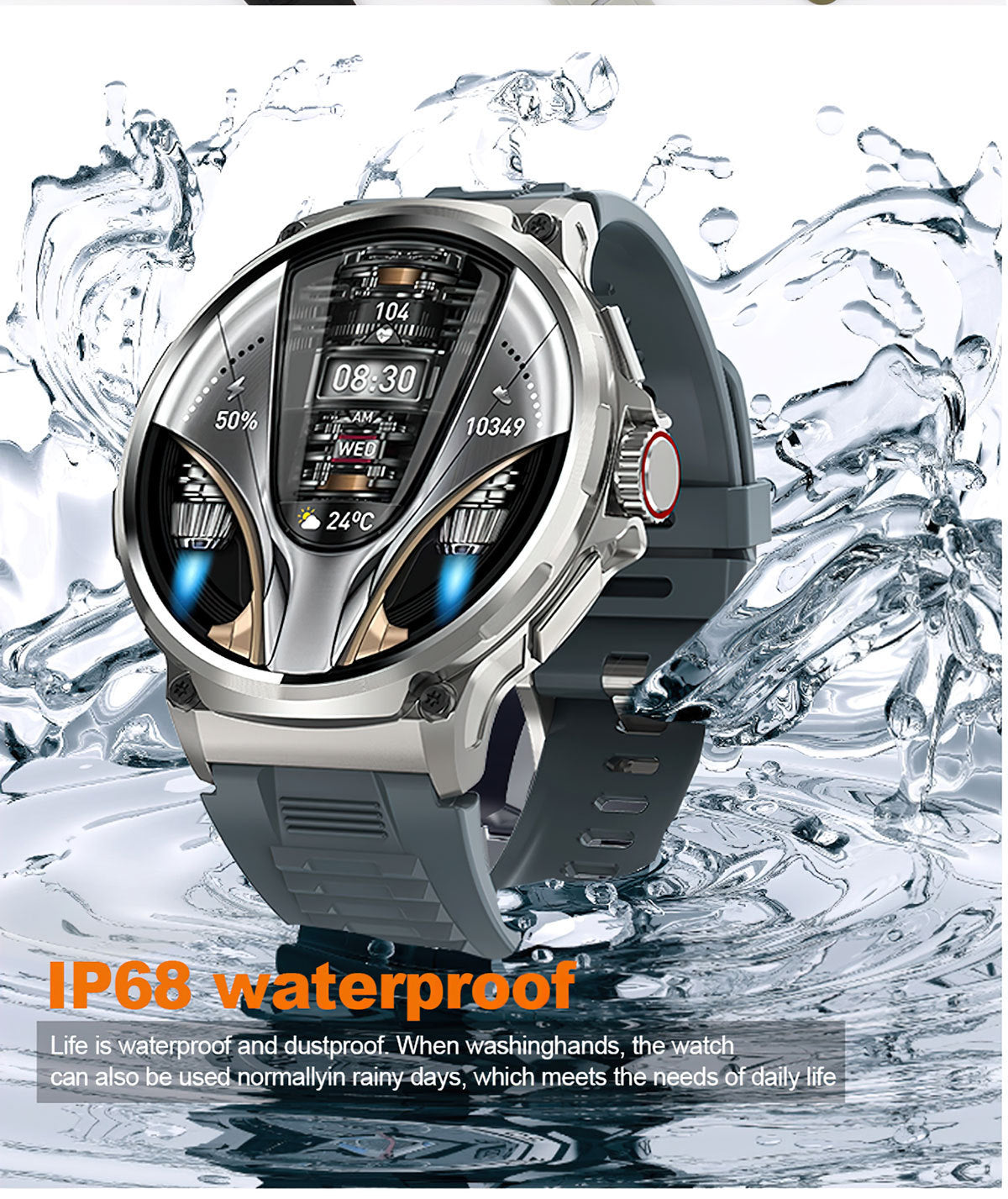 V69 Smartwatch showing heart rate feature
