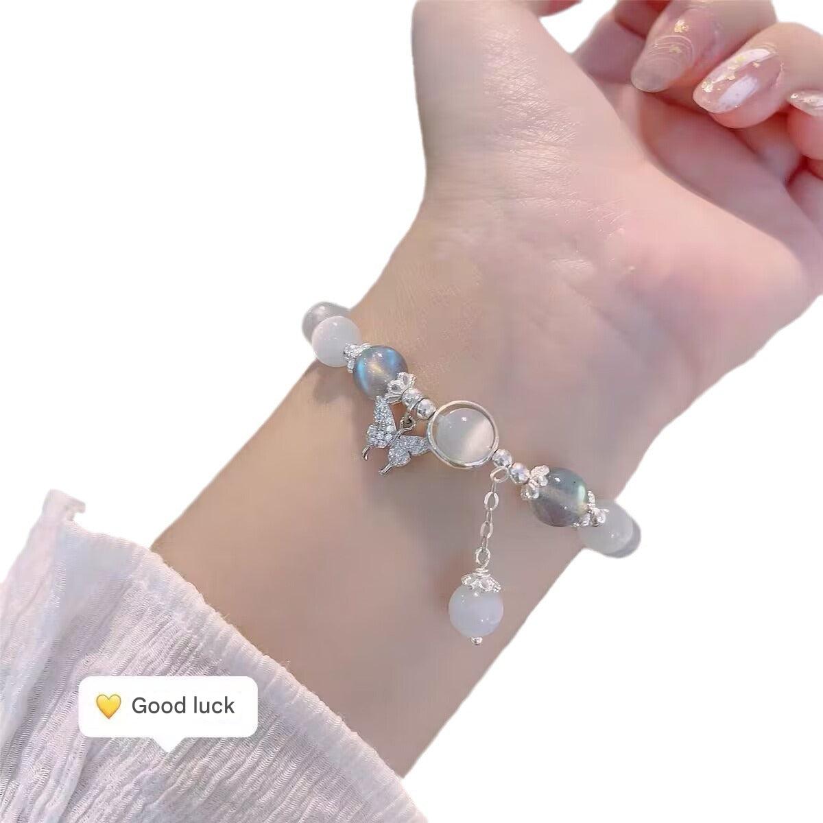 elegant glass butterfly bracelet for women
