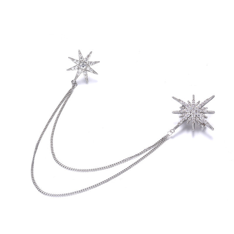 Chic star shape brooch with chain