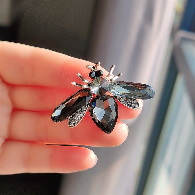 Glass Acrylic Bee Brooch with sparkly rhinestones