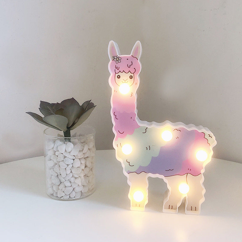 creative alpaca LED lamp in pink