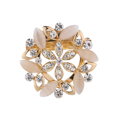Elegant Dual-Purpose Rhinestone Cat Eye Brooch Front View