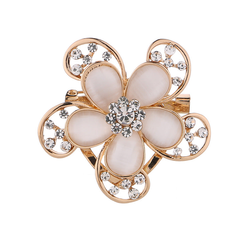 Elegant Dual-Purpose Rhinestone Cat Eye Brooch Front View