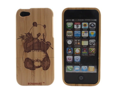 BONAMART Bamboo Wood Panda Protective Case For Apple iPhone