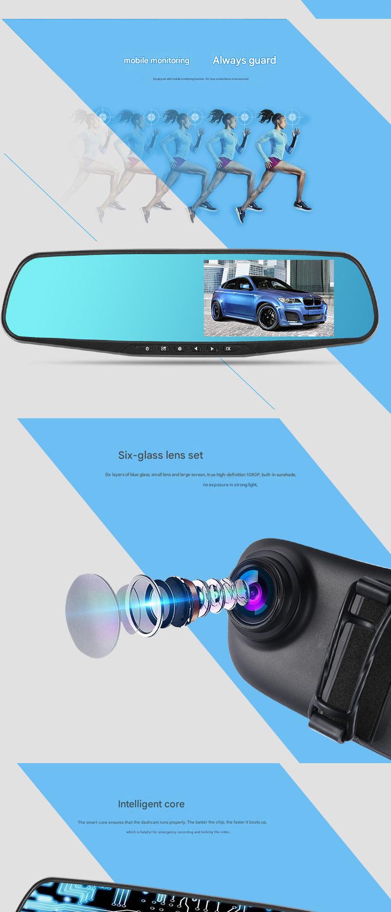 Dual lens dash cam with display