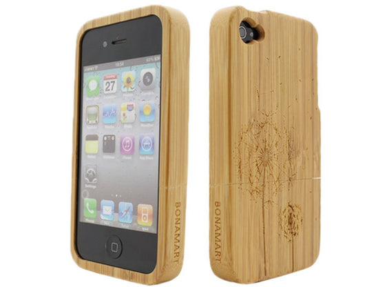 BONAMART Bamboo Wood Dandelion Protective Case For Apple iPhone