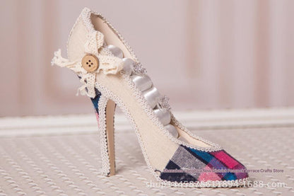 decorative burgundy velvet flower shoe display