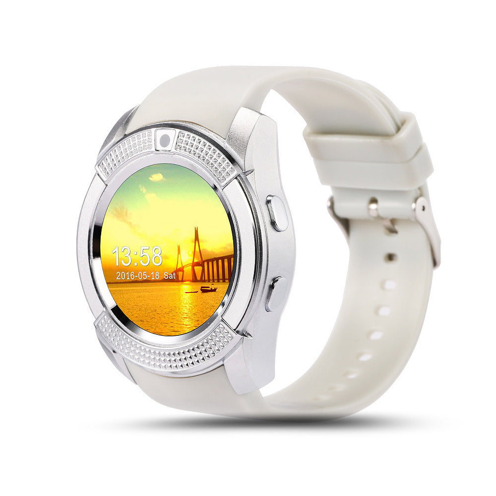 User wearing V8 Smartwatch while exercising