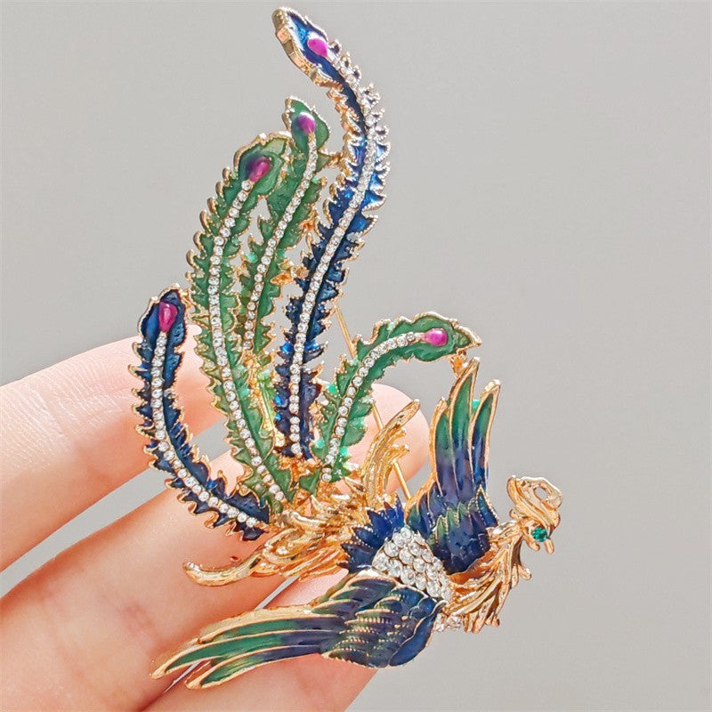 Elegant phoenix brooch with rhinestones image 1