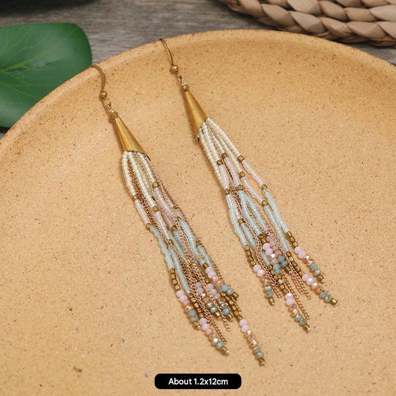 Handmade bohemian earrings with tassels image 1