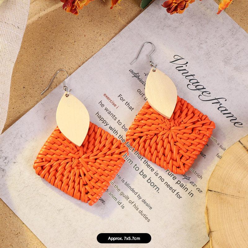 Handcrafted rattan earrings for stylish women