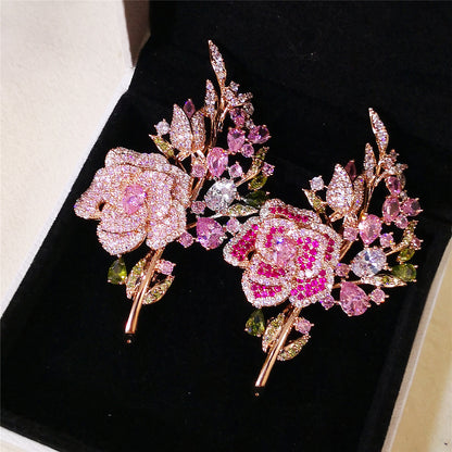 Close-up of floral brooch details