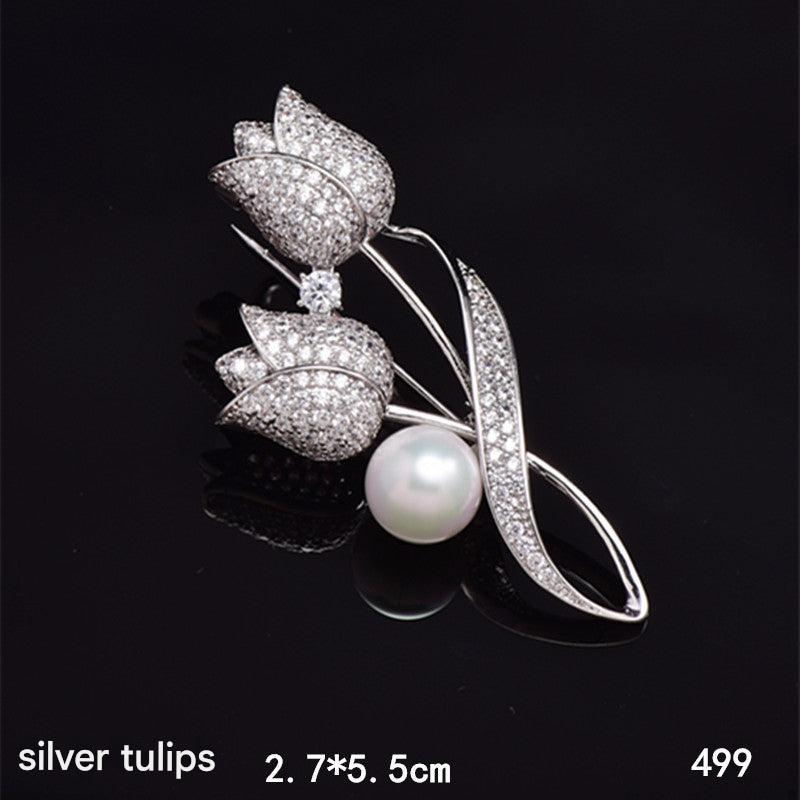 Elegant floral brooch pin for women