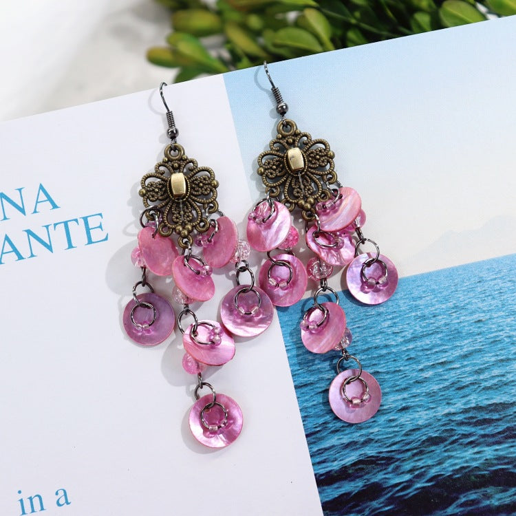 Close up of vintage shell earrings