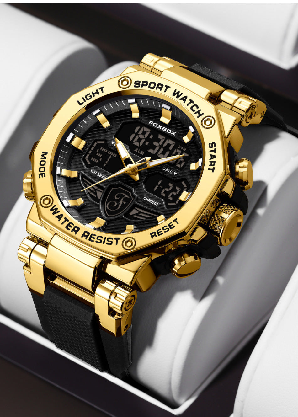 Waterproof digital sports watch angle view