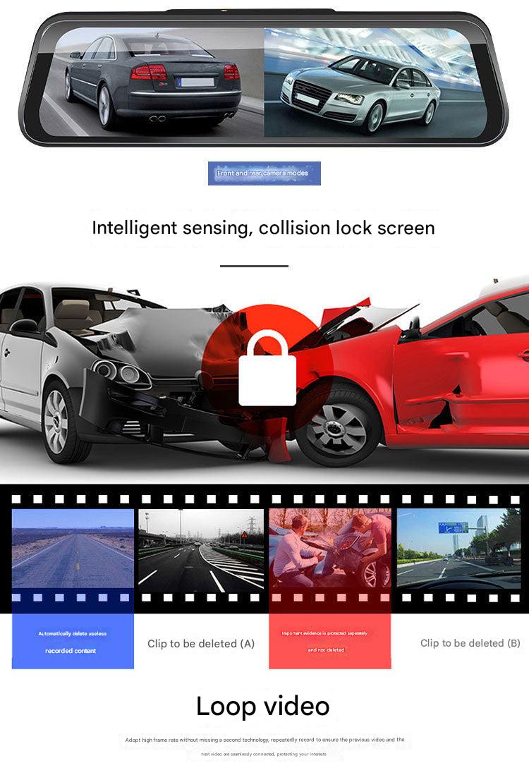 10 inch dual lens dash cam touchscreen