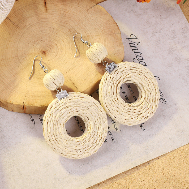 Handcrafted rattan earrings for stylish women