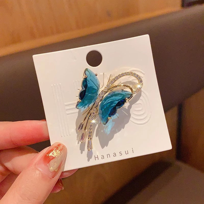 Elegant crystal butterfly brooch image 1