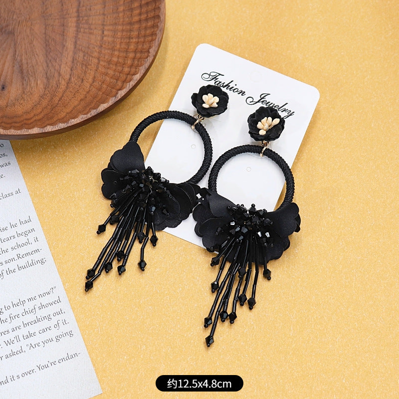 Bohemian crystal flower earrings image 1