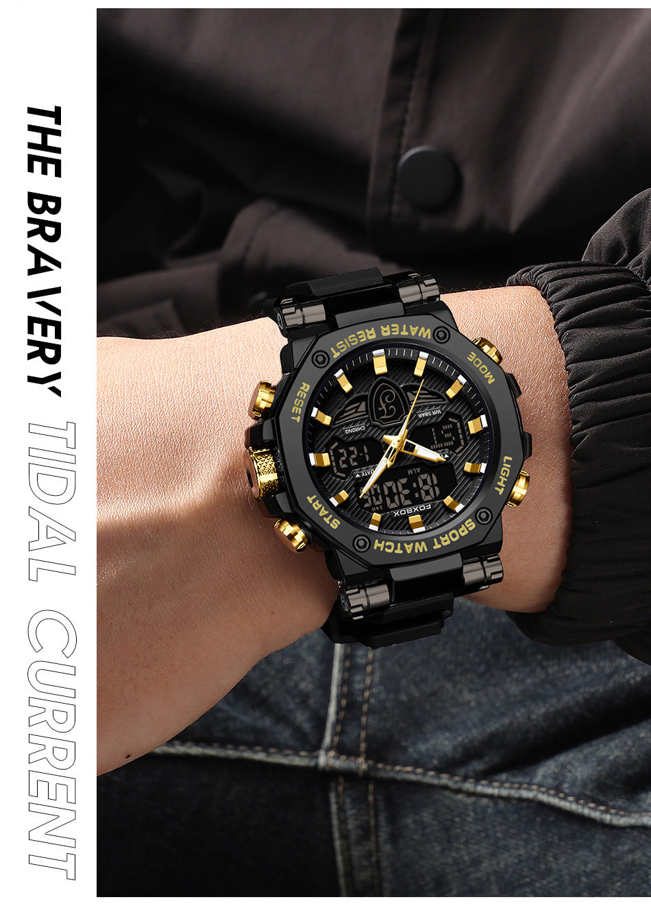 Waterproof digital sports watch angle view