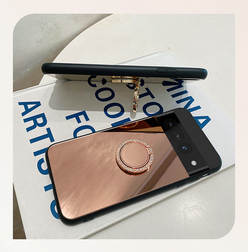 Sleek Mirror Phone Case Stand for Google Pixel 9 | Makeup Mirror, Full Protection, Available in Gold & Silver