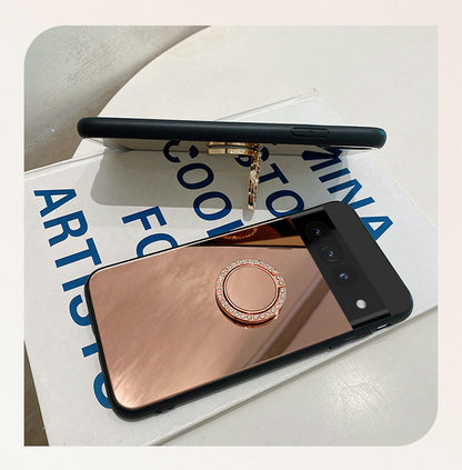 Sleek Mirror Phone Case Stand for Google Pixel 9 | Makeup Mirror, Full Protection, Available in Gold & Silver