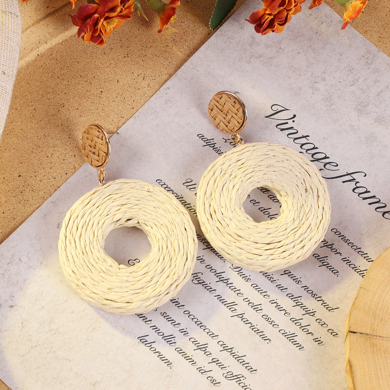 Handcrafted rattan earrings for stylish women