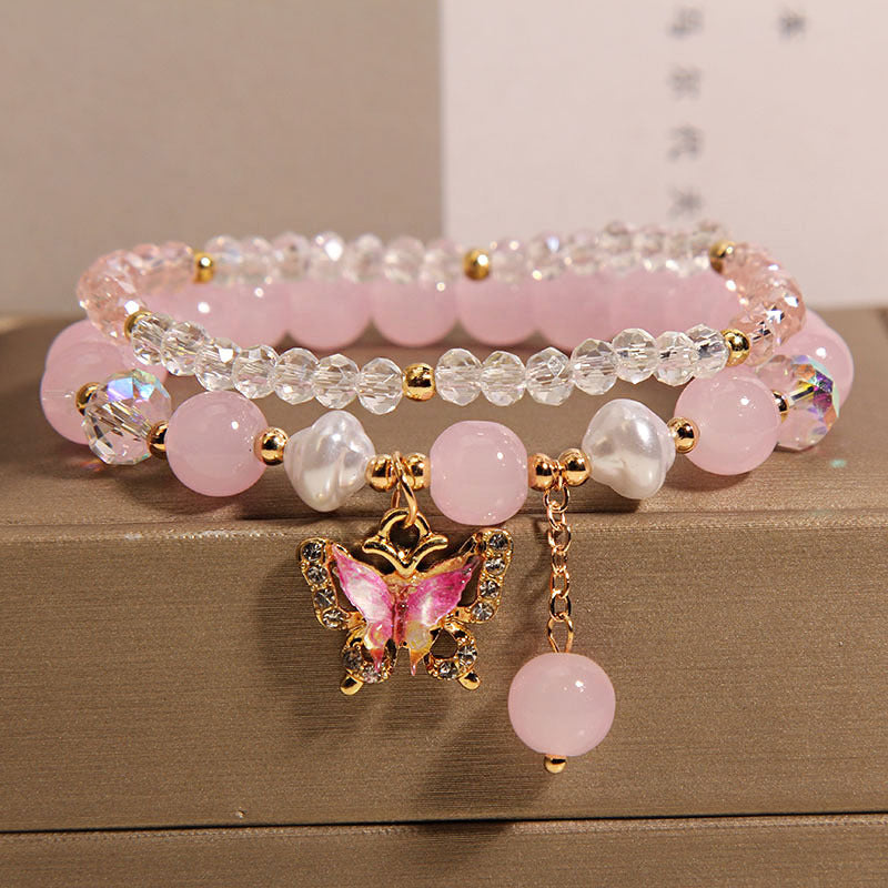 Cute Korean Style Crystal Butterfly Bracelet Image 4