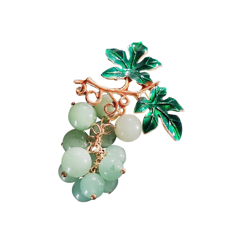 Charming fruit brooch design with grapes