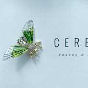 Transparent Wings Bee Brooch - Green