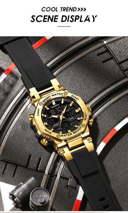 Sporty design waterproof watch in black