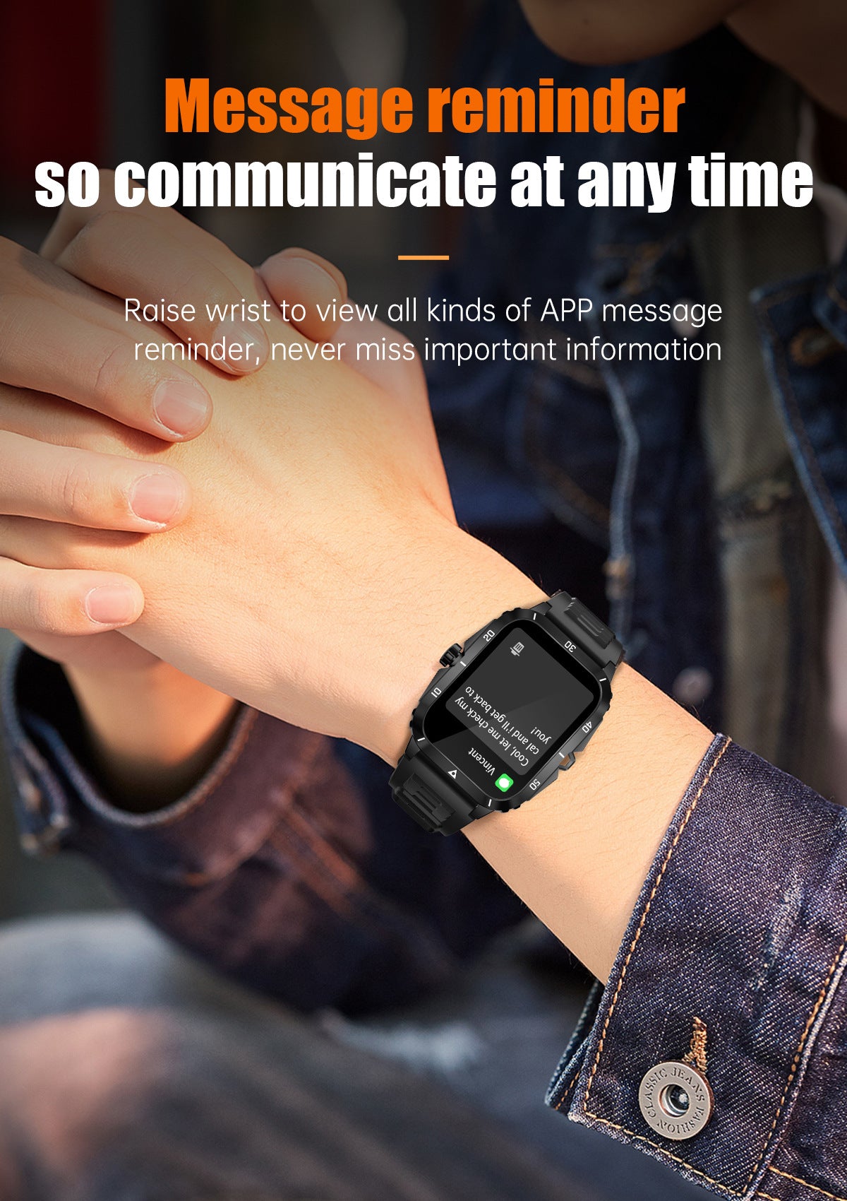 Stylish smartwatch with silicone band