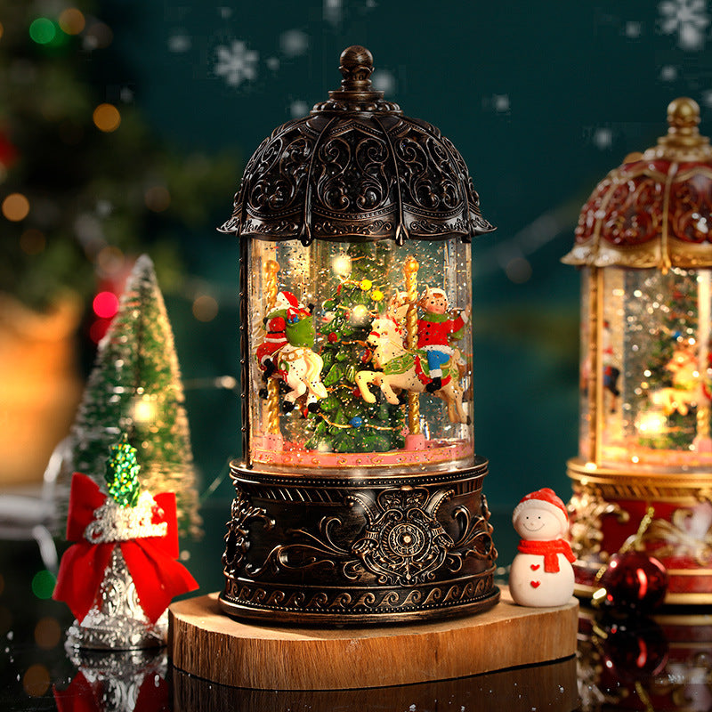 rotating santa snow globe music box