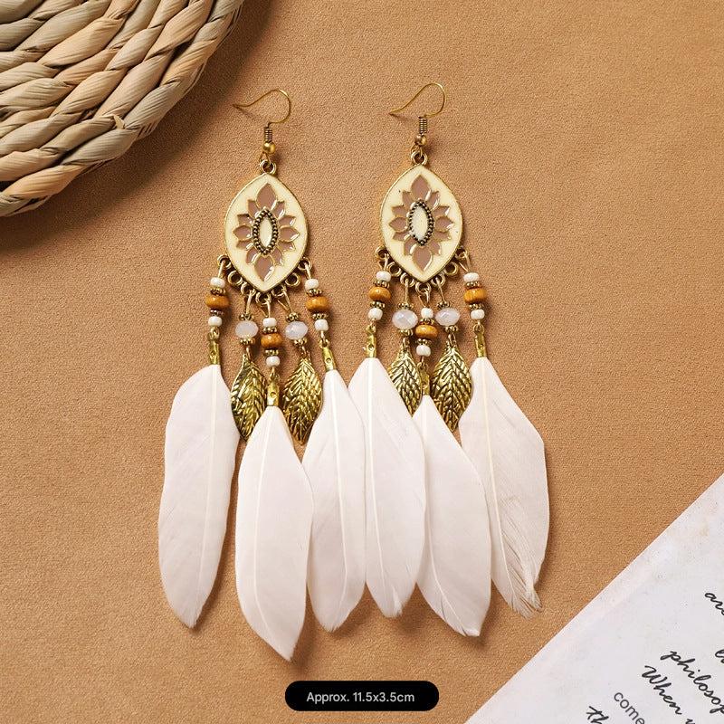 Handcrafted jewelry with feather details