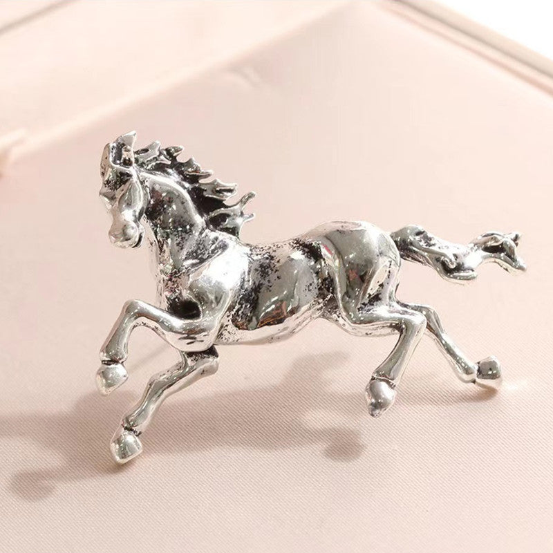 Vintage horse brooch antique silver