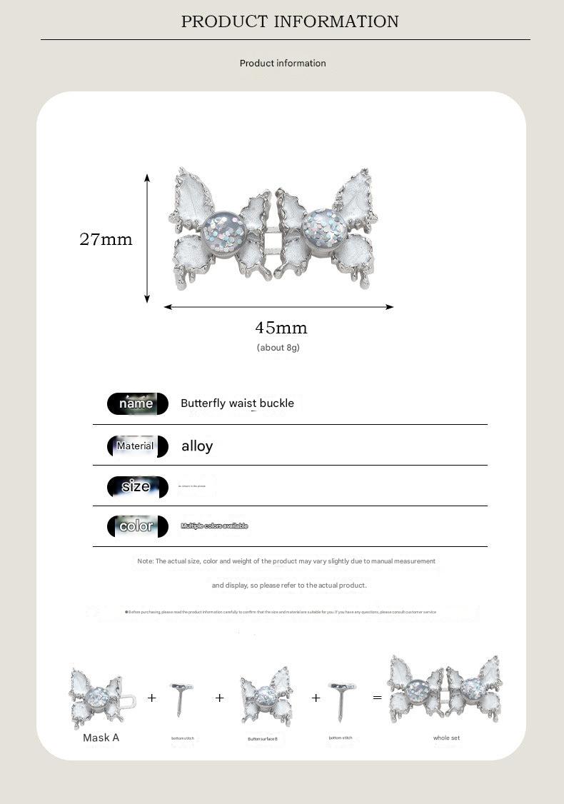 Adjustable Waist Butterfly Buckle with Rhinestones - Detail Image