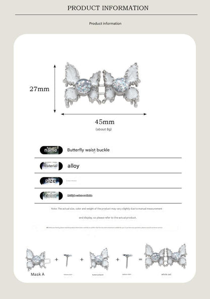 Adjustable Waist Butterfly Buckle with Rhinestones - Detail Image