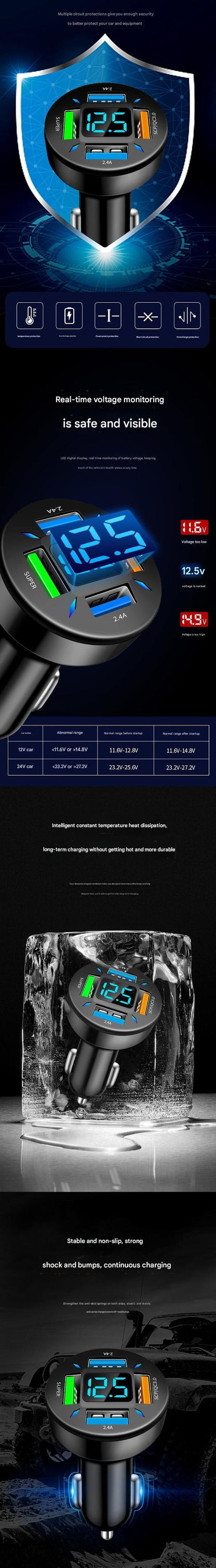4-port quick charge car adapter