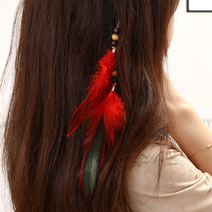 Bohemian feather hair clip with tassels - image 1